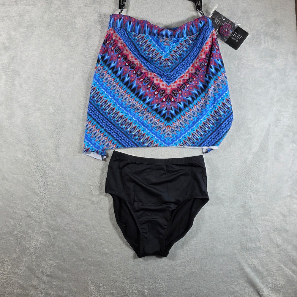 Miraclesuit Casablanca Bandini Tankini Top & Bottom Set Blue Size 10